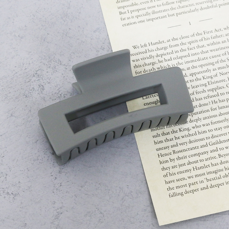 グレー | マットカラーレクタングルバンスクリップ【ヘアアクセサリー】 | LUPIS