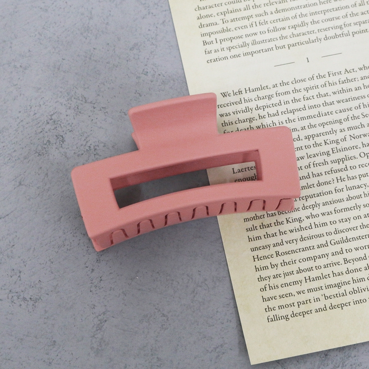 ピンク | マットカラーレクタングルバンスクリップ【ヘアアクセサリー】 | LUPIS