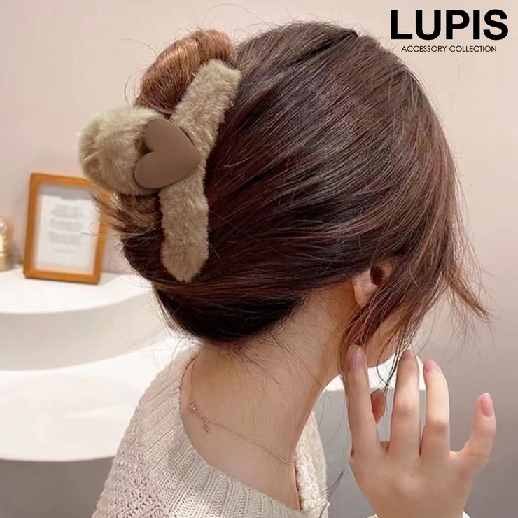 ブラウン | ハートファーバンスクリップ【ヘアアクセサリー】 | LUPIS