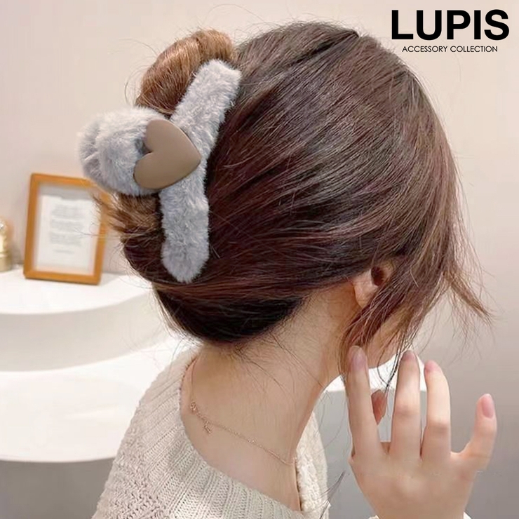 グレー | ハートファーバンスクリップ【ヘアアクセサリー】 | LUPIS