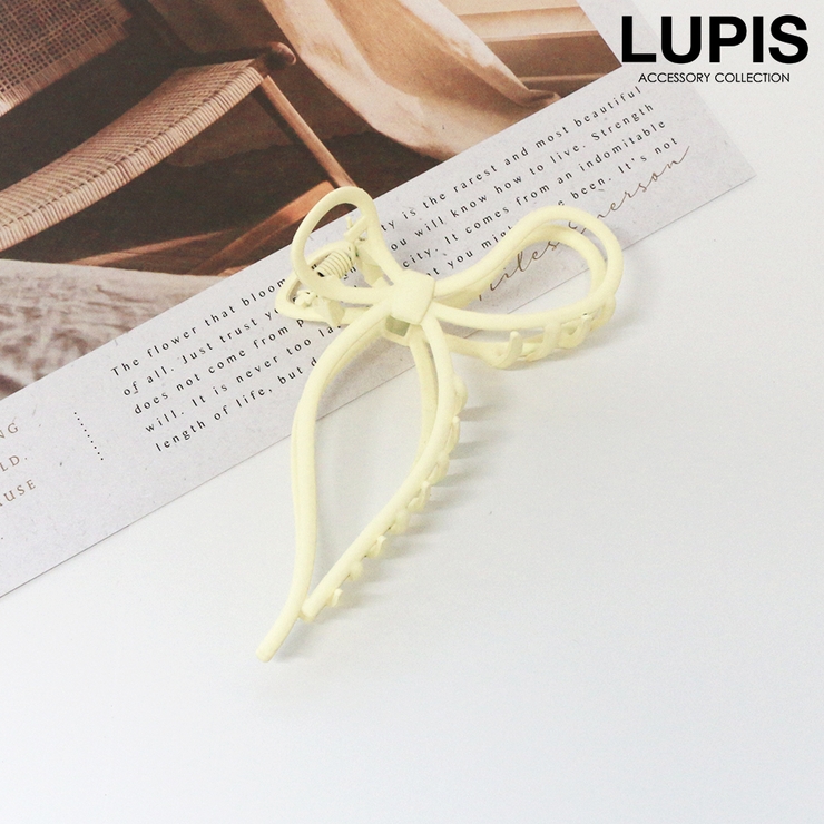 クリーム | マットカラーリボンバンスクリップ【ヘアアクセサリー】 | LUPIS
