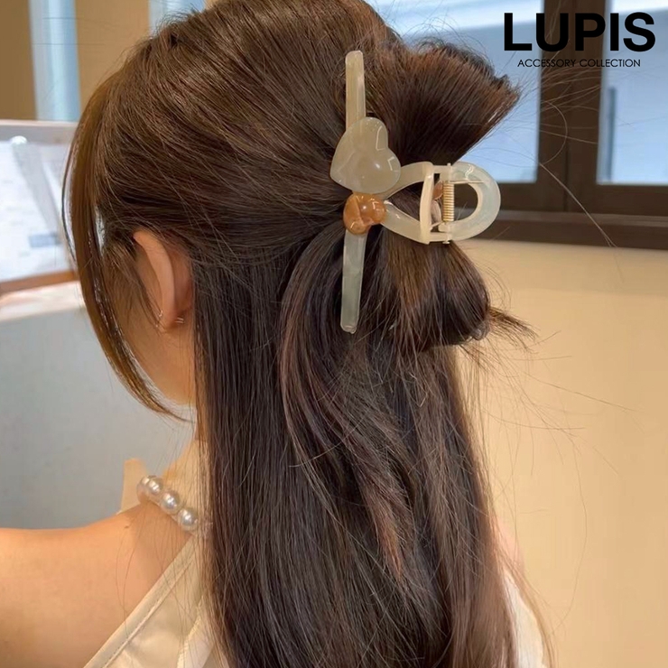 ベージュ | マーブルハートバンスクリップ | LUPIS