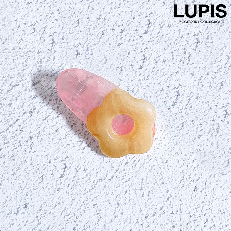 ピンク | マーブルフラワーミニヘアクリップ | LUPIS