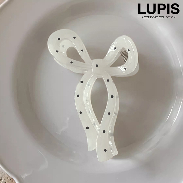 ホワイト | ドットリボンバンスクリップ | LUPIS