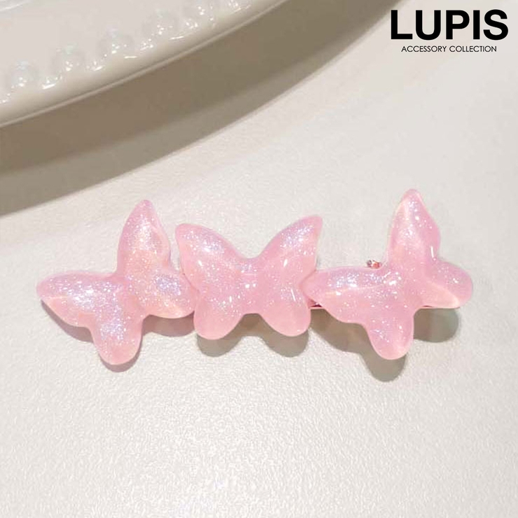 ピンク | 3連バタフライヘアクリップ | LUPIS