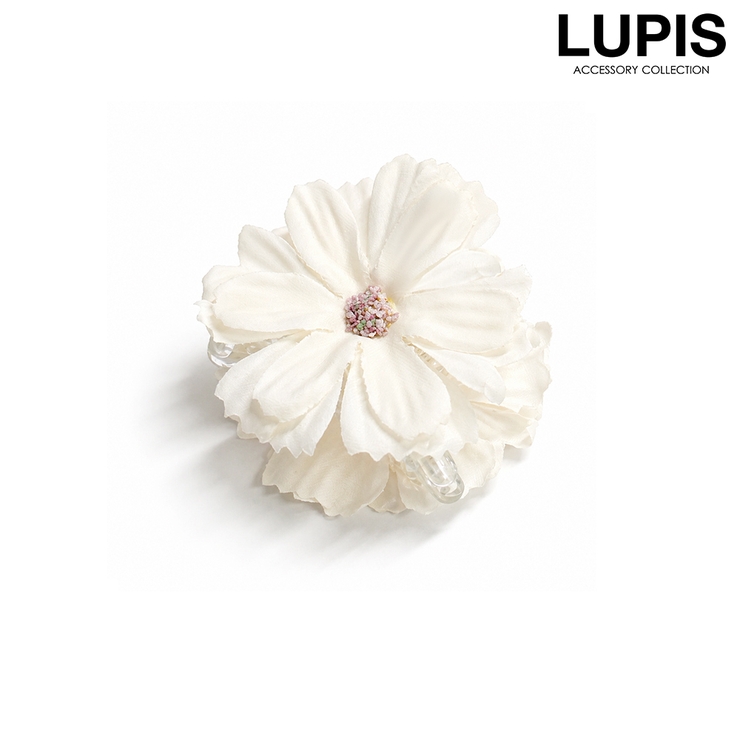 ホワイト | 【小ぶり】フラワーコサージュミニヘアクリップ | LUPIS