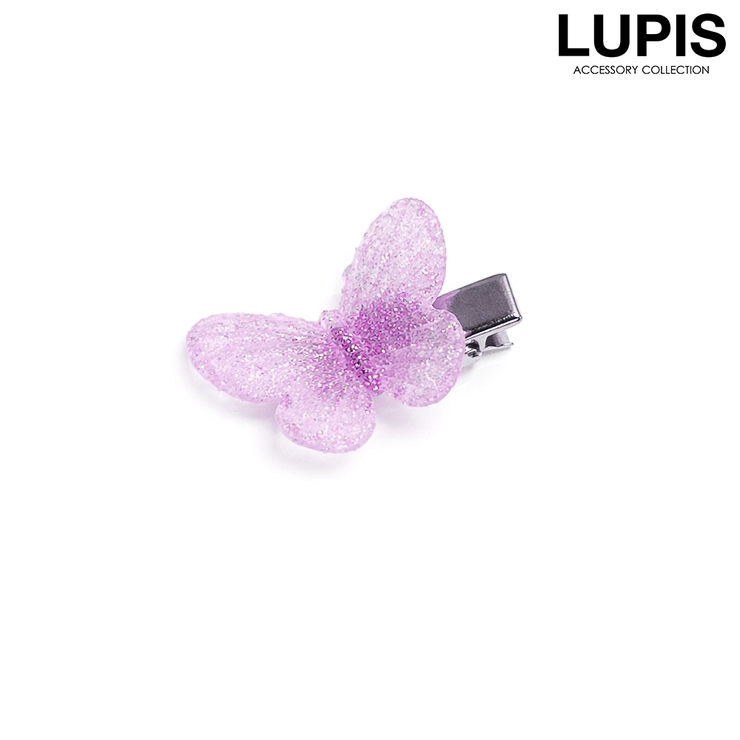 パープル | 【小ぶり】キラキラバタフライヘアクリップ | LUPIS