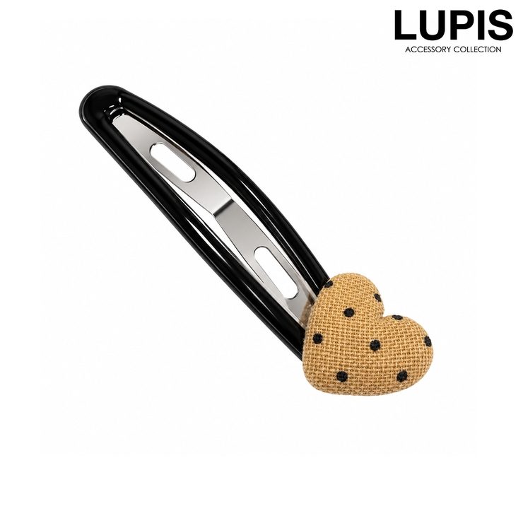 ベージュ | ファブリックハートぱっちんヘアピン | LUPIS