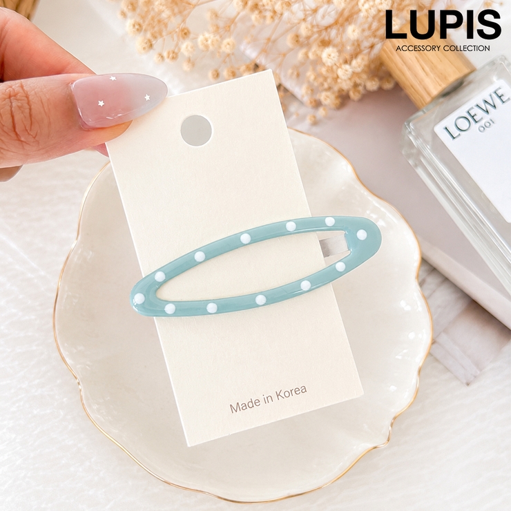 ブルー | ドット柄ぱっちんヘアピン | LUPIS