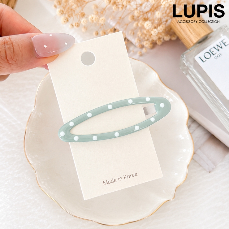 ブルー | ドット柄ぱっちんヘアピン | LUPIS