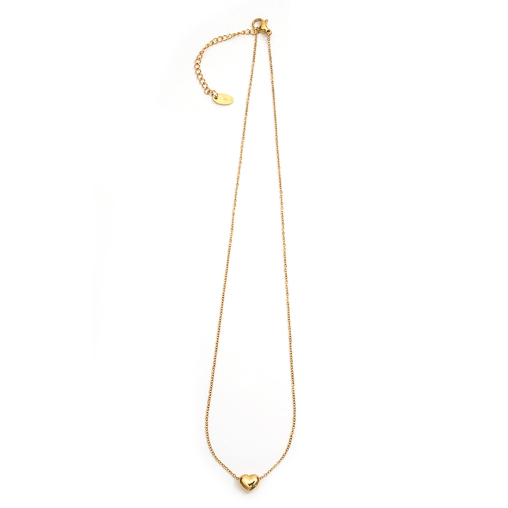 ゴールド | 【金属アレルギー対応 316L】ぷっくりハートスレンレスネックレス | LUPIS