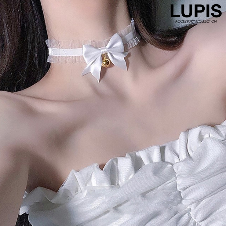ホワイト | リボンベルチョーカーネックレス | LUPIS