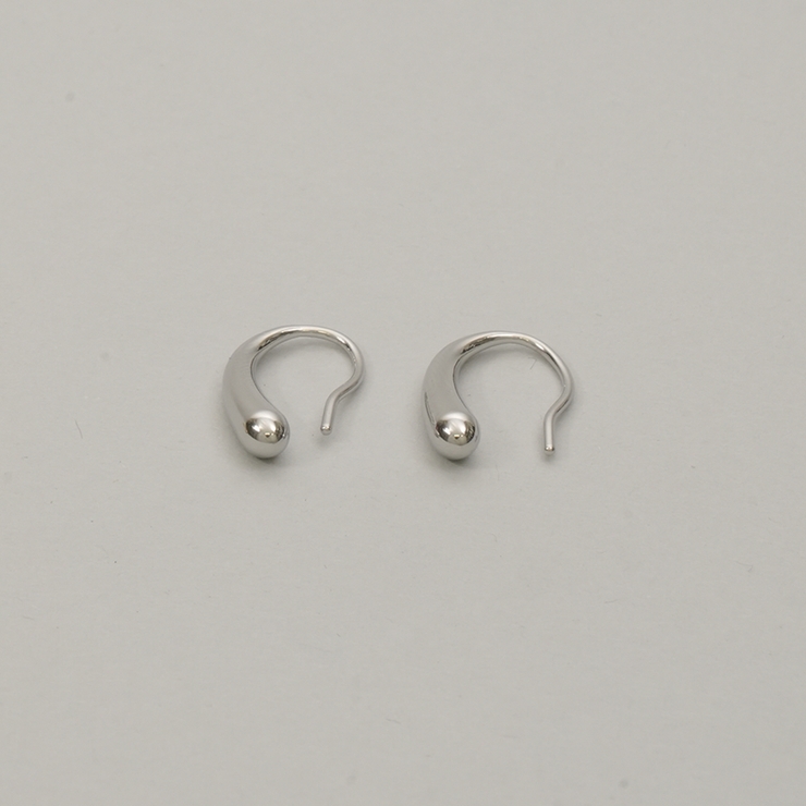 シルバー | 【金属アレルギー対応 316L】ドロップステンレスフックピアス | LUPIS