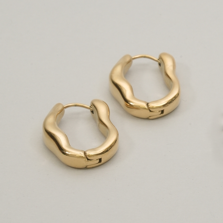 ゴールド | 【金属アレルギー対応 316L】ニュアンスステンレスフープピアス | LUPIS