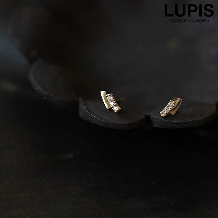 ゴールド | ツインバープチピアス【S925ポスト キュービックジルコニア】 | LUPIS