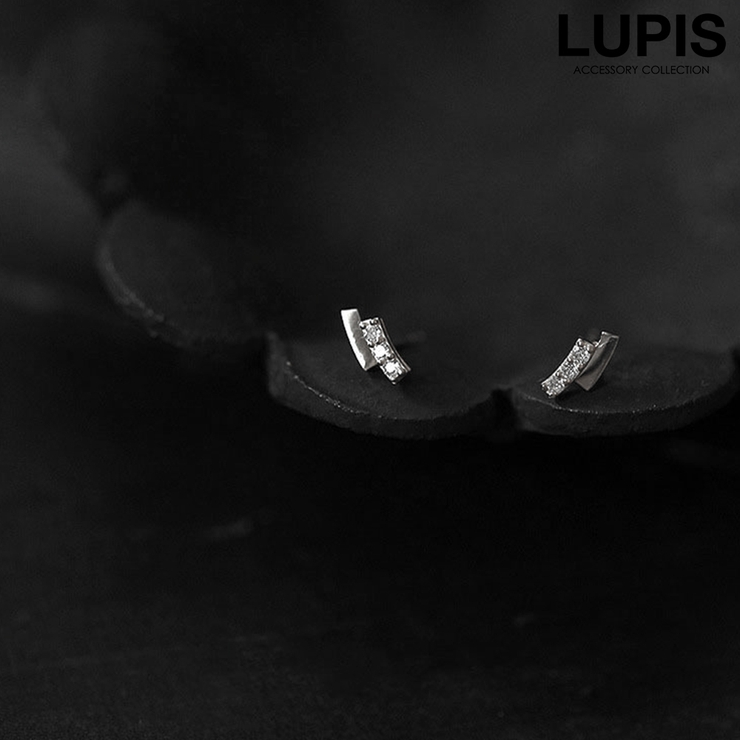 シルバー | ツインバープチピアス【S925ポスト キュービックジルコニア】 | LUPIS