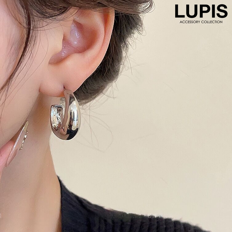 シルバー | メタルハーフフープピアス | LUPIS