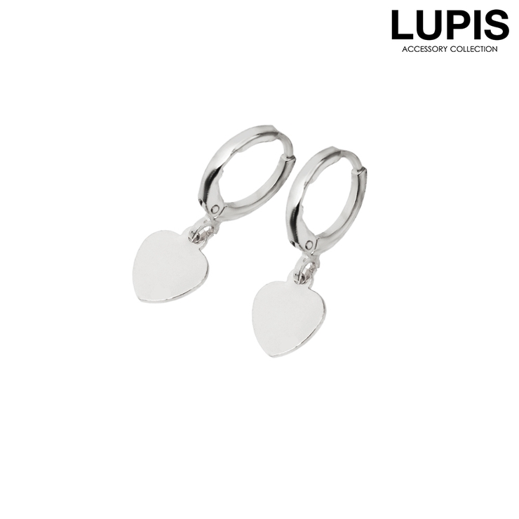 シルバー | ハートプレートプチフープピアス | LUPIS