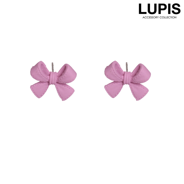 ピンク | 【S925ポスト】マットカラーリボンピアス | LUPIS