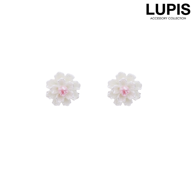ホワイト | 【S925ポスト】ワンポイントフラワーピアス | LUPIS