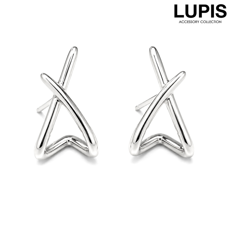 シルバー | クロスラインピアス | LUPIS