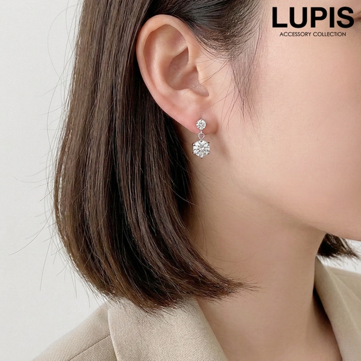 ツインキュービックジルコニアピアス 【アクセサリー アクセ | LUPIS | 詳細画像1 