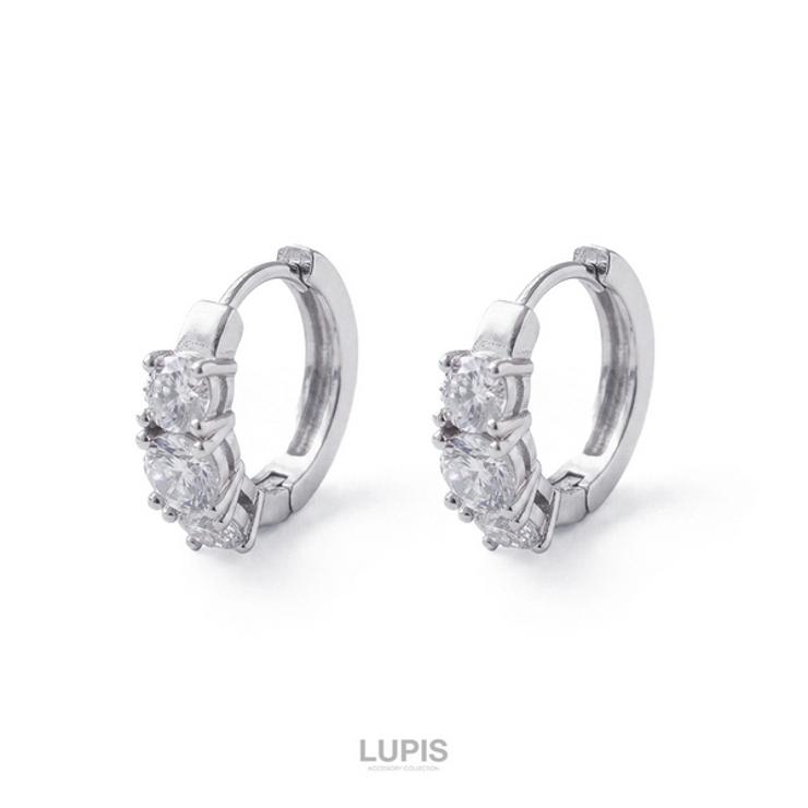 トリプルキュービックジルコニアフープピアス 【ピアス フープピアス | LUPIS | 詳細画像3 