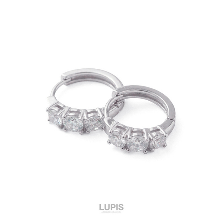 トリプルキュービックジルコニアフープピアス 【ピアス フープピアス | LUPIS | 詳細画像4 