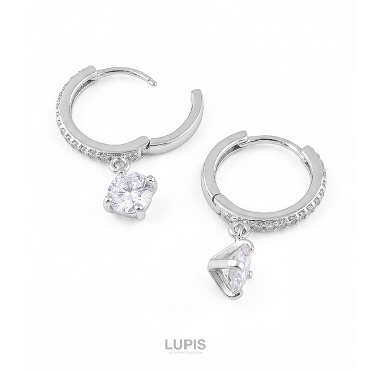 【中折れ式】キュービックジルコニアチャームフープピアス | LUPIS | 詳細画像6 