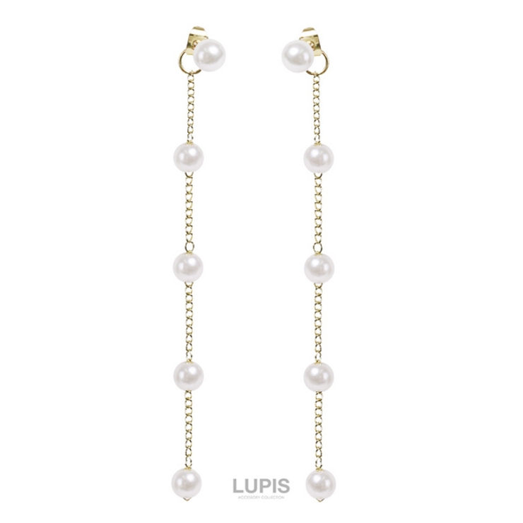 【S925ポスト】ロングパールチェーンバックキャッチピアス | LUPIS | 詳細画像4 