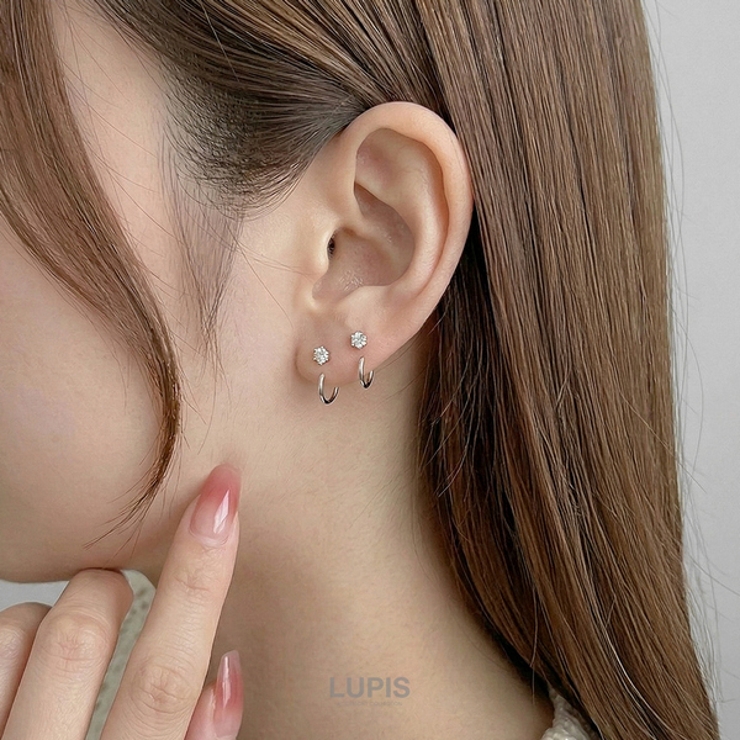 ソリティアストーンキャッチレスフープピアス | LUPIS | 詳細画像2 