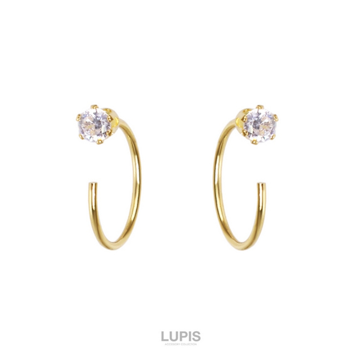 ソリティアストーンキャッチレスフープピアス | LUPIS | 詳細画像4 