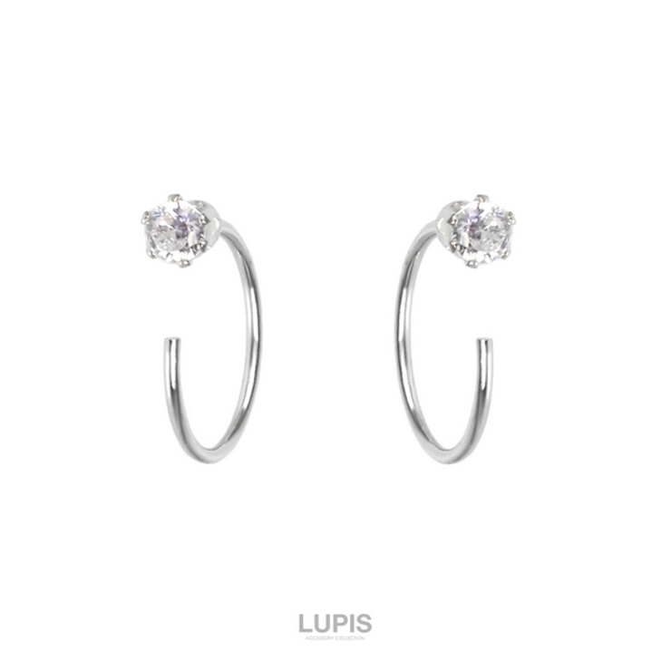 ソリティアストーンキャッチレスフープピアス | LUPIS | 詳細画像5 