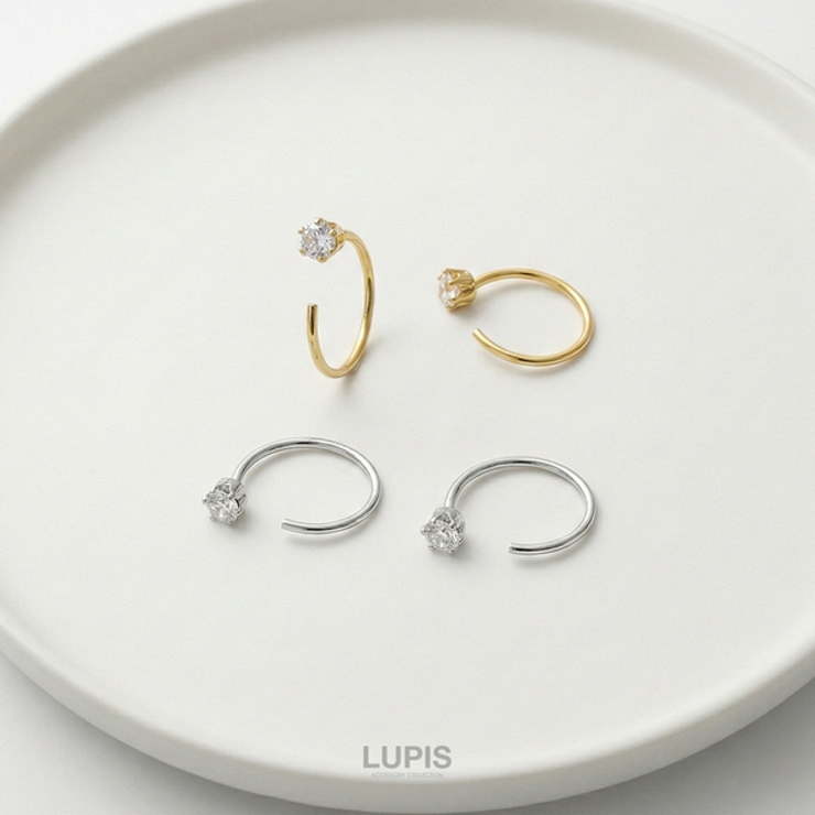 ソリティアストーンキャッチレスフープピアス | LUPIS | 詳細画像6 