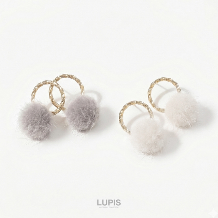 ツイストリングファーボールピアス | LUPIS | 詳細画像3 