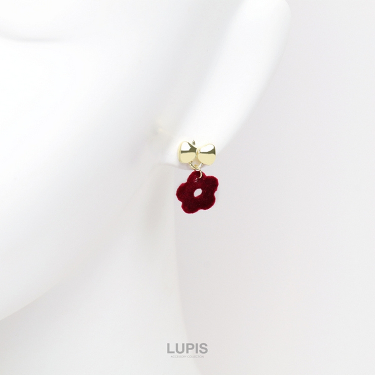 リボン×ベロアフラワーピアス【S925ポスト】 | LUPIS | 詳細画像4 