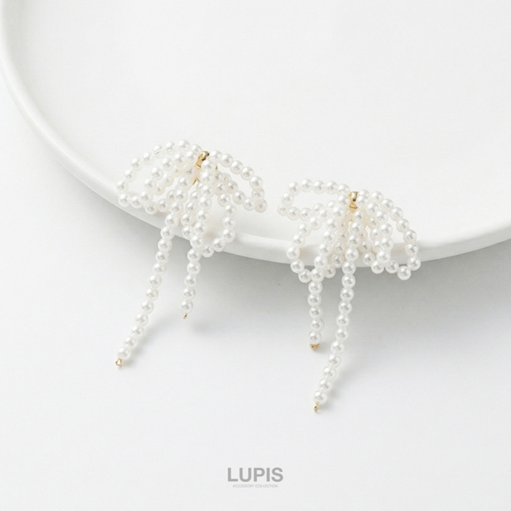 【S925ポスト】パールリボンピアス | LUPIS | 詳細画像5 