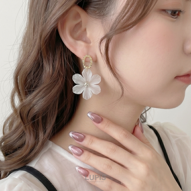 マットクリアフラワーピアス【S925ポスト】 | LUPIS | 詳細画像2 