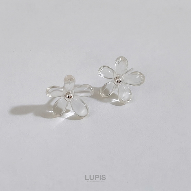 【S925ポスト】シンプルクリアフラワーピアス | LUPIS | 詳細画像5 