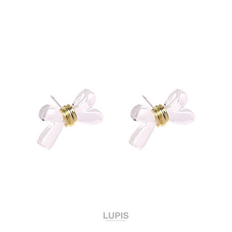 【S925ポスト】クリアリボンピアス | LUPIS | 詳細画像4 