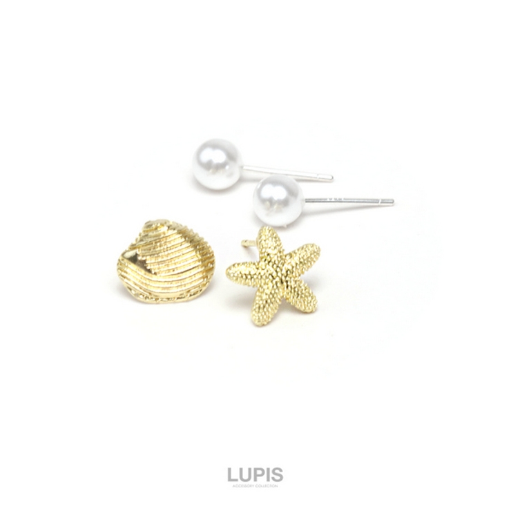 【S925ポスト】シェル×スターフィッシュ×パールセットピアス | LUPIS | 詳細画像5 
