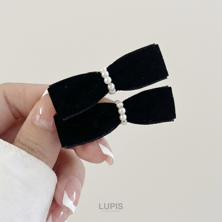≪1個入り≫ベロア調リボンヘアクリップ | LUPIS | 詳細画像5 