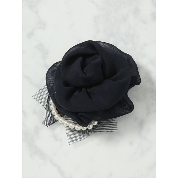 75紺 | シフォンパールローズ コサージュ | TAKA-Q WOMEN