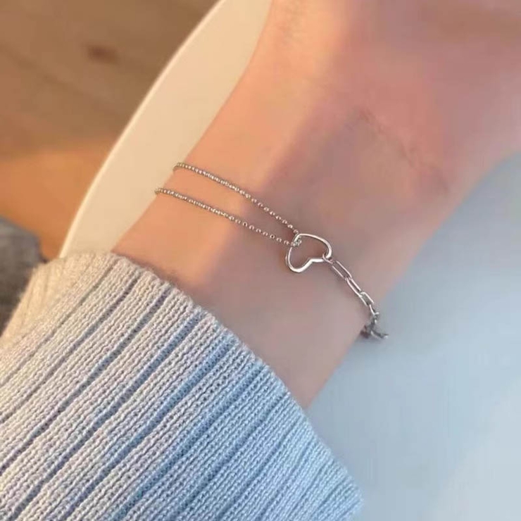 甘すぎず上品なハートチャームチェーンブレスレット アクセサリー ハートモチーフ | maison de LATIR | 詳細画像2 