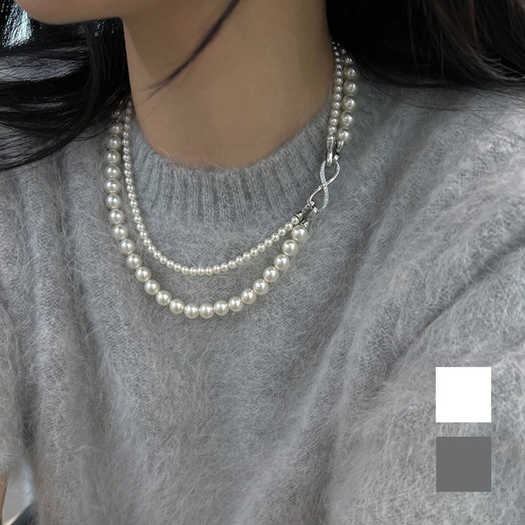 幅広いスタイルに溶け込む2連パールネックレス アクセサリー 首元 | maison de LATIR | 詳細画像1 