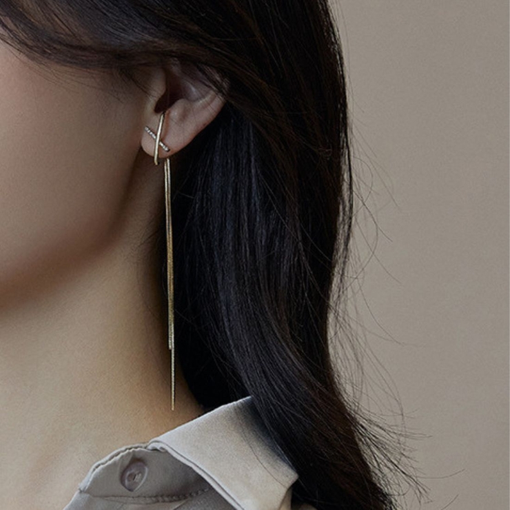 数量は多い  繊細にきらめく2wayロングチェーンピアス アクセサリー2way アクセサリー