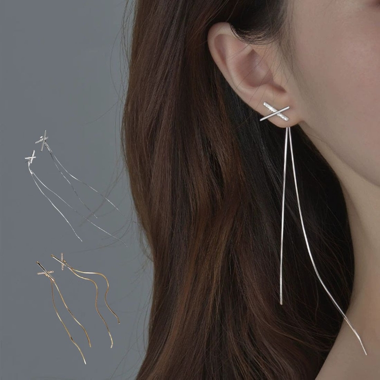 新作グッ 繊細にきらめく2wayロングチェーンピアス アクセサリー2way アクセサリー
