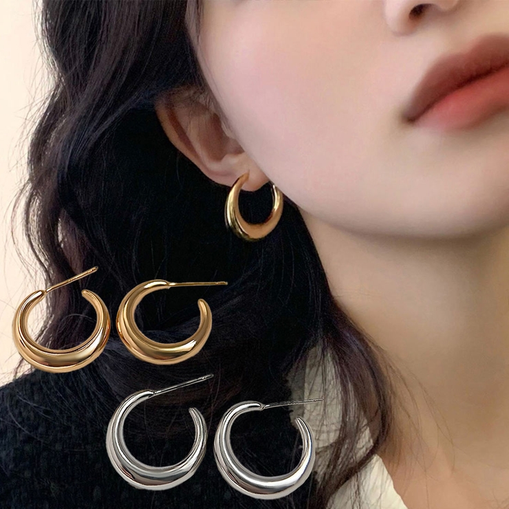 ぷっくりとした厚みがかわいいピアス 上品 両耳 | maison de LATIR | 詳細画像1 