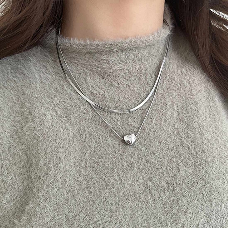 洗練されたハートモチーフネックレス&スネークチェーンセット アクセサリー おしゃ… | maison de LATIR | 詳細画像2 