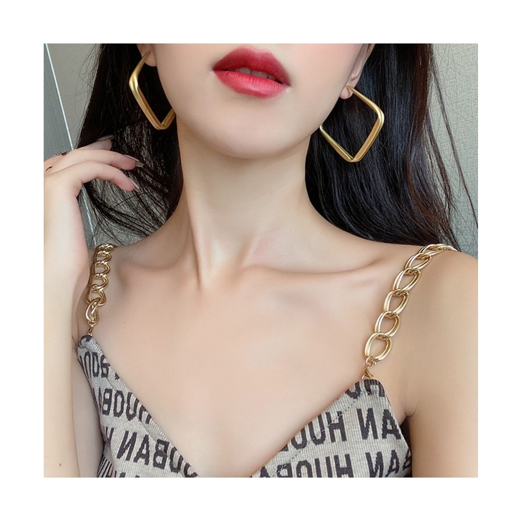 マットでスクエアフープピアス 大振り マット | maison de LATIR | 詳細画像3 